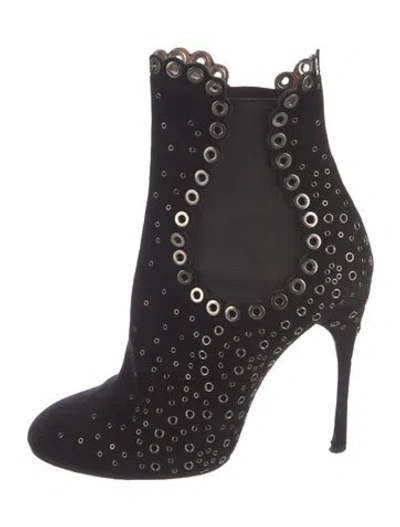 Pre-owned Alaïa Suede Studded Accents Boots In Black