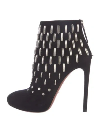 Pre-owned Alaïa Suede Studded Accents Boots In Blue