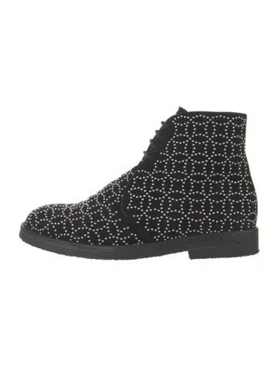 Pre-owned Alaïa Suede Studded Accents Combat Boots In Black