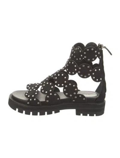 Pre-owned Alaïa Suede Studded Accents Gladiator Sandals In Black