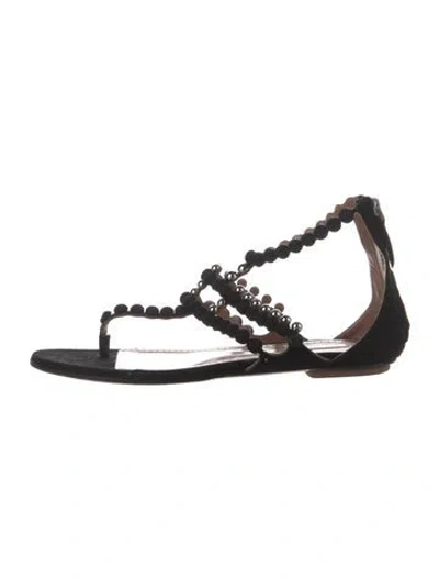 Pre-owned Alaïa Suede Studded Accents Gladiator Sandals In Black