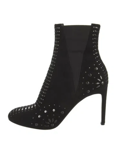 Pre-owned Alaïa Suede Studded Accents Lace-up Boots In Black