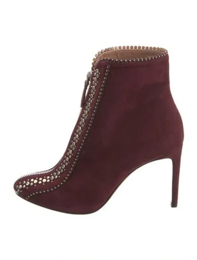 Pre-owned Alaïa Suede Studded Accents Pumps In Burgundy