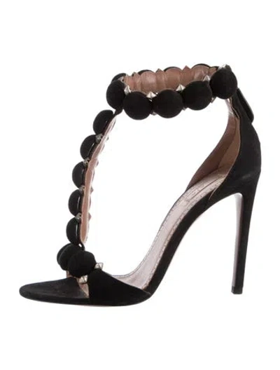 Pre-owned Alaïa Suede Studded Accents Sandals In Black