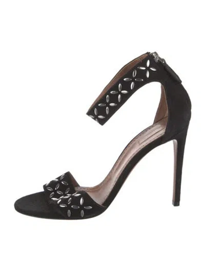 Pre-owned Alaïa Suede Studded Accents Sandals In Black