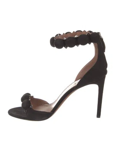 Pre-owned Alaïa Suede Studded Accents Sandals In Black