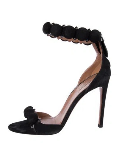 Pre-owned Alaïa Suede Studded Accents Sandals In Black