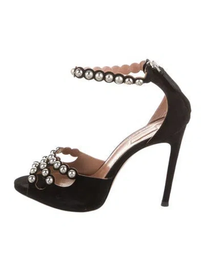 Pre-owned Alaïa Suede Studded Accents Sandals In Black