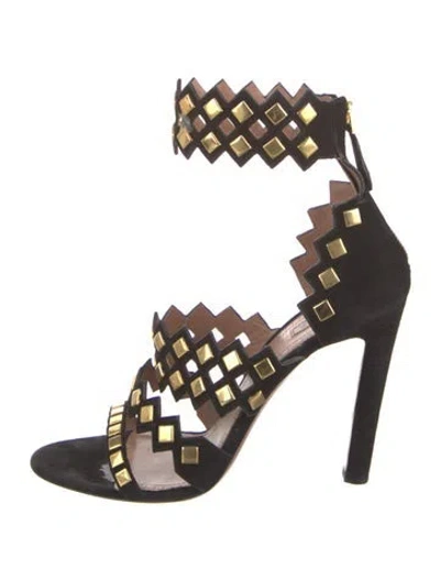 Pre-owned Alaïa Suede Studded Accents Sandals In Black