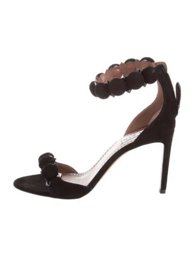 Pre-owned Alaïa Suede Studded Accents Sandals In Black