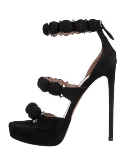 Pre-owned Alaïa Suede Studded Accents Sandals In Black