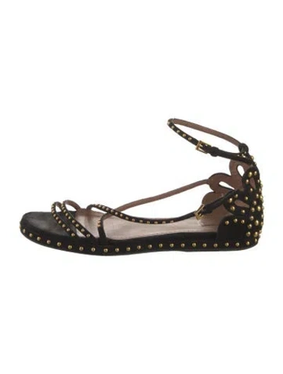 Pre-owned Alaïa Suede Studded Accents Sandals In Black