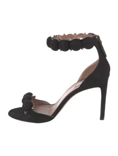 Pre-owned Alaïa Suede Studded Accents Sandals In Black