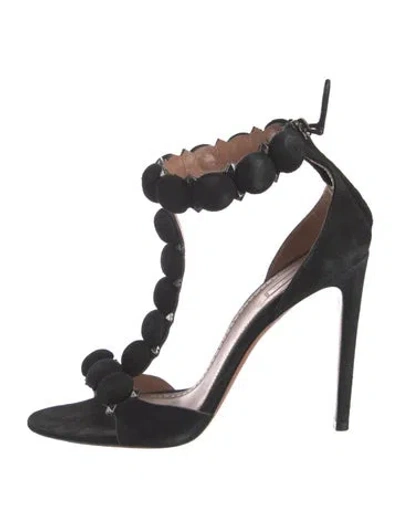 Pre-owned Alaïa Suede Studded Accents Sandals In Black