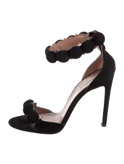 Pre-owned Alaïa Suede Studded Accents Sandals In Black