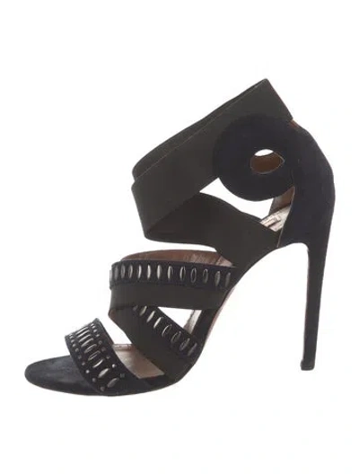Pre-owned Alaïa Suede Studded Accents Sandals In Blue