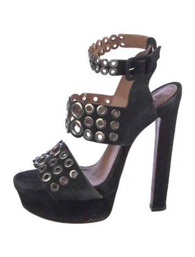 Pre-owned Alaïa Suede Studded Accents Sandals In Blue