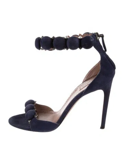 Pre-owned Alaïa Suede Studded Accents Sandals In Blue