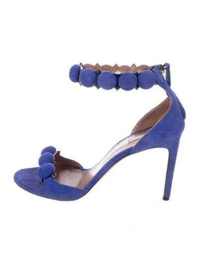 Pre-owned Alaïa Suede Studded Accents Sandals In Blue