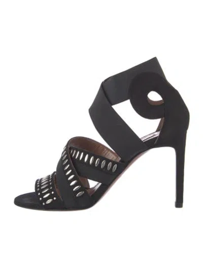 Pre-owned Alaïa Suede Studded Accents Sandals In Blue