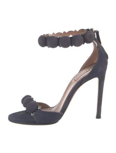 Pre-owned Alaïa Suede Studded Accents Sandals In Blue