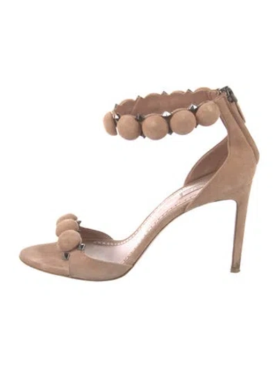 Pre-owned Alaïa Suede Studded Accents Sandals In Neutral