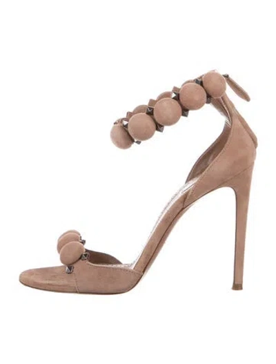 Pre-owned Alaïa Suede Studded Accents Sandals In Neutral