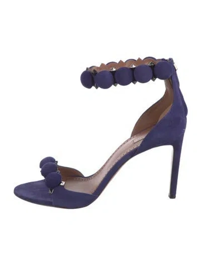 Pre-owned Alaïa Suede Studded Accents Sandals In Purple