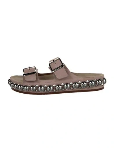 Pre-owned Alaïa Suede Studded Accents Slides In Neutrals