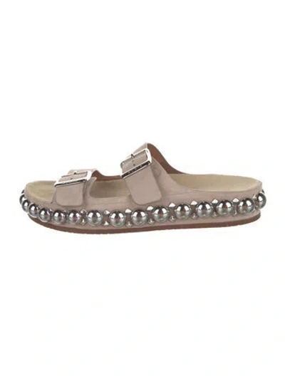 Pre-owned Alaïa Suede Studded Accents Slides In Pink