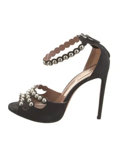 Pre-owned Alaïa Suede Studded Accents Slingback Pumps In Black