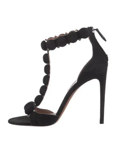 Pre-owned Alaïa Suede Studded Accents T-strap Pumps In Black