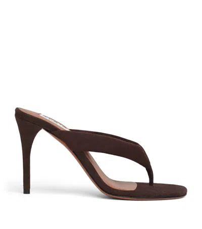 Alaïa Suede Thong Mules 90 In Brown