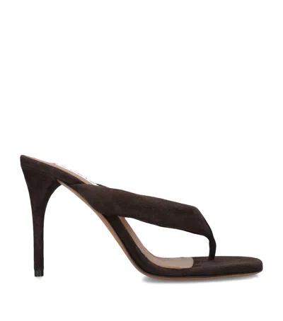 Alaïa Suede Thong Sandals 90 In Brown
