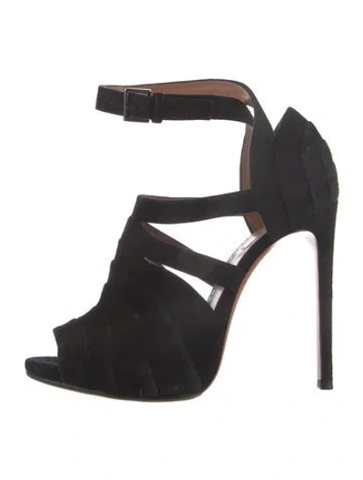 Pre-owned Alaïa Suede T-strap Pumps In Black
