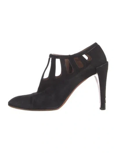 Pre-owned Alaïa Suede T-strap Pumps In Black