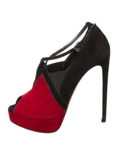 Pre-owned Alaïa Suede T-strap Pumps In Multi