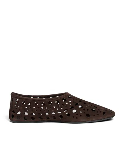Alaïa Vienne Suede Slip-on Shoes In Brown