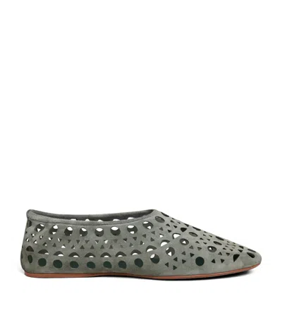 Alaïa Suede Vienne Ballet Flats In Green