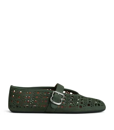 Alaïa Suede Vienne Ballet Flats In Grey
