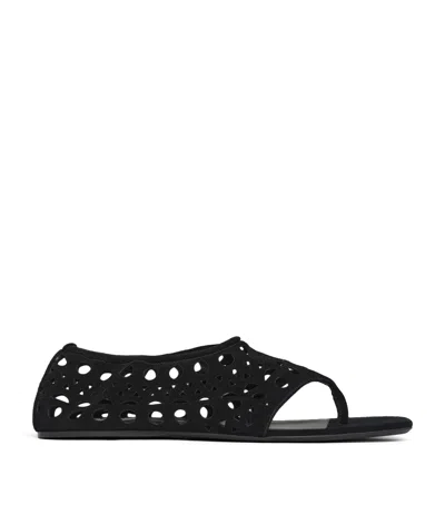 Alaïa Suede Vienne Thong Sandals In Black