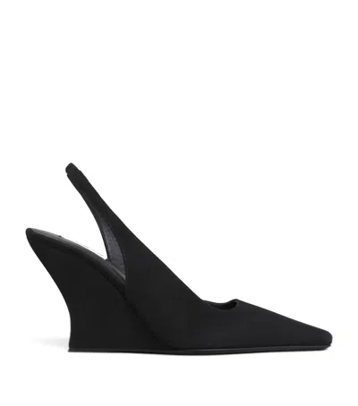 Alaïa Suede Wedge Slingback Heels 90 In Black