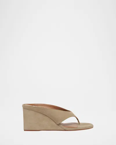 Alaïa Suede Wedge Thong Sandals In Multi