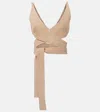 Alaïa Womens Alaia Wrap Crop Suede Top In Neutral