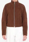 Alaïa Round Zip-up Jacket In Suede In Brown