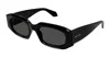 Alaïa Bold Black Rectangular Sunglasses With Wide Temples In Brown