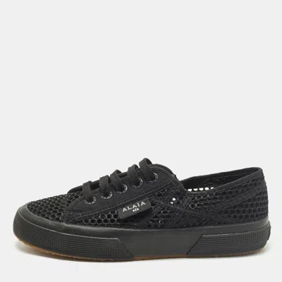 Pre-owned Alaïa Superga Size 36 Black Canvas And Net Lace Up Sneakers