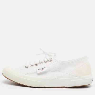 Pre-owned Alaïa Superga Size 40 White Canvas Lace Up Sneakers