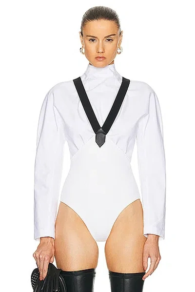 Alaïa Suspender Culotte Bodysuit In Blanc