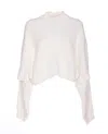 Alaïa Open Back Knit Crewneck Sweater In White